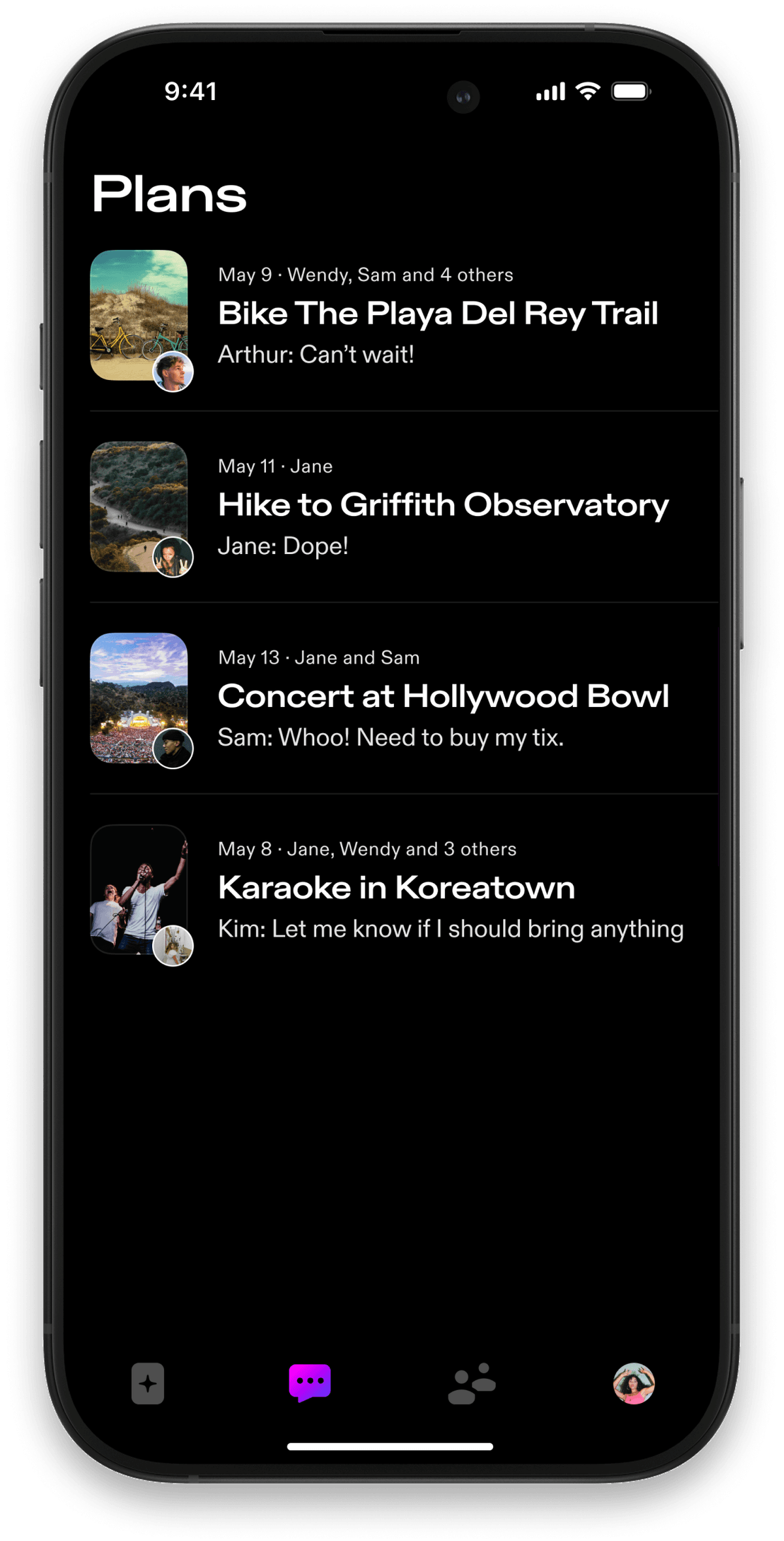 Spontaneous app chat interface