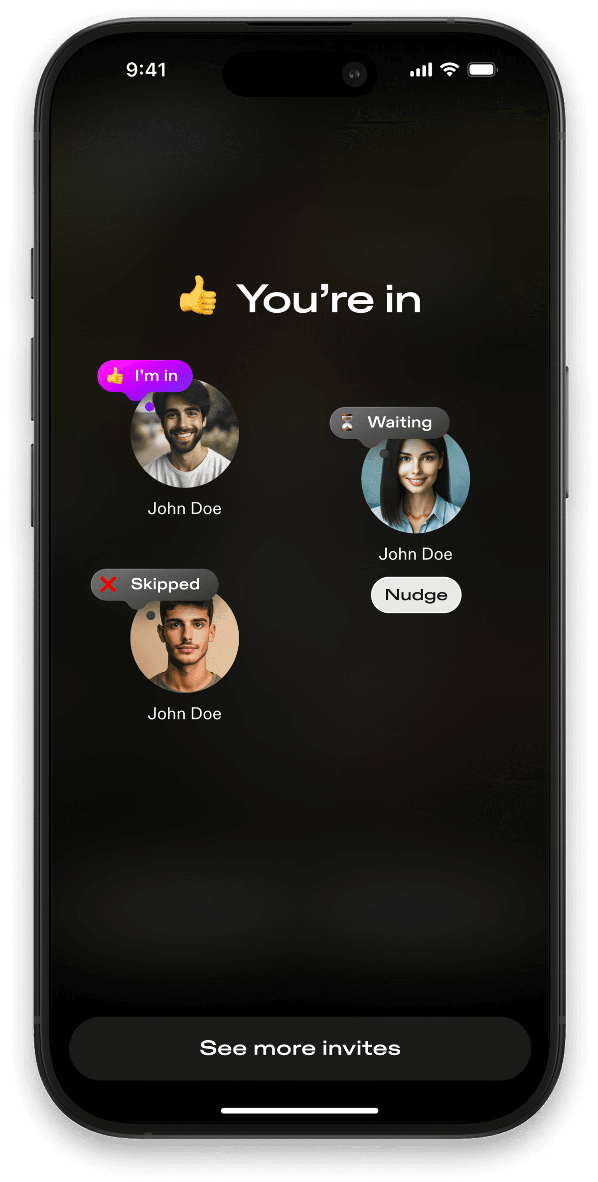 Spontaneous app plans interface