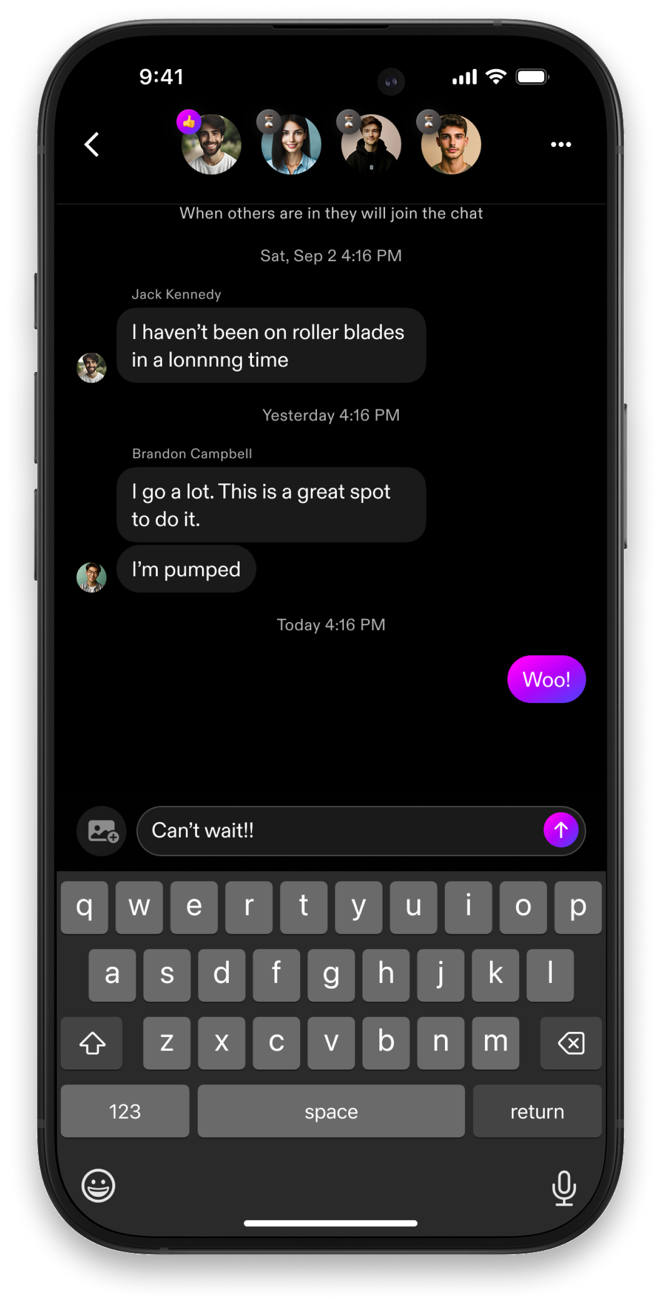 Spontaneous app chat conversation
