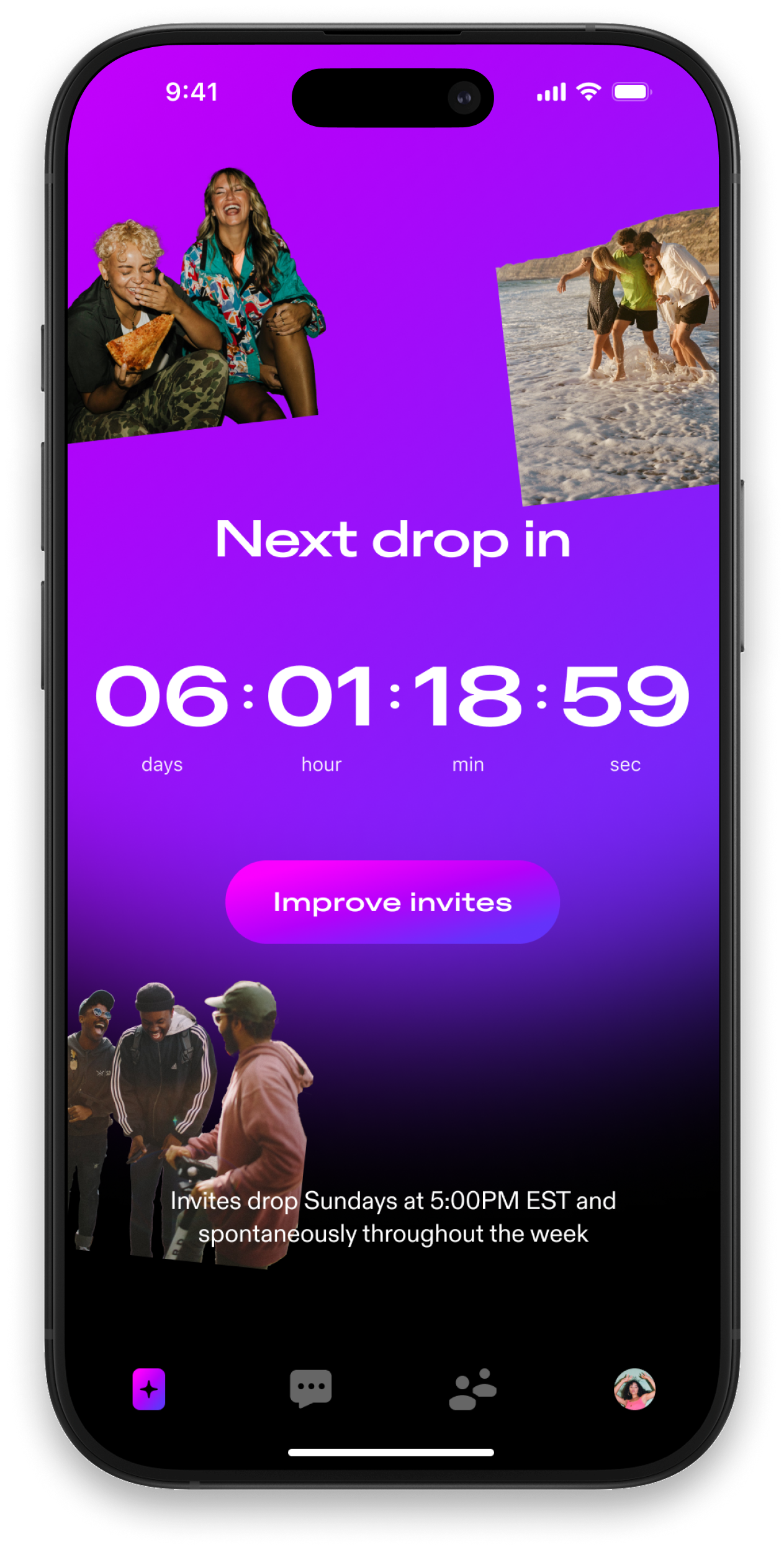 Spontaneous app plans interface