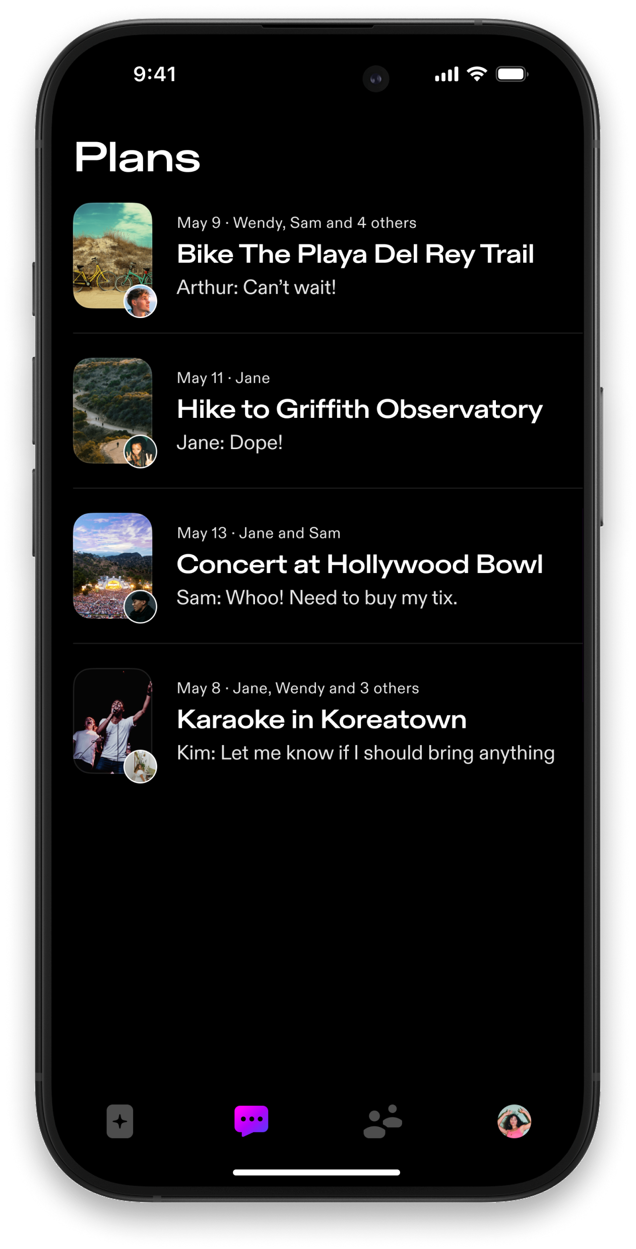 Spontaneous app chat interface