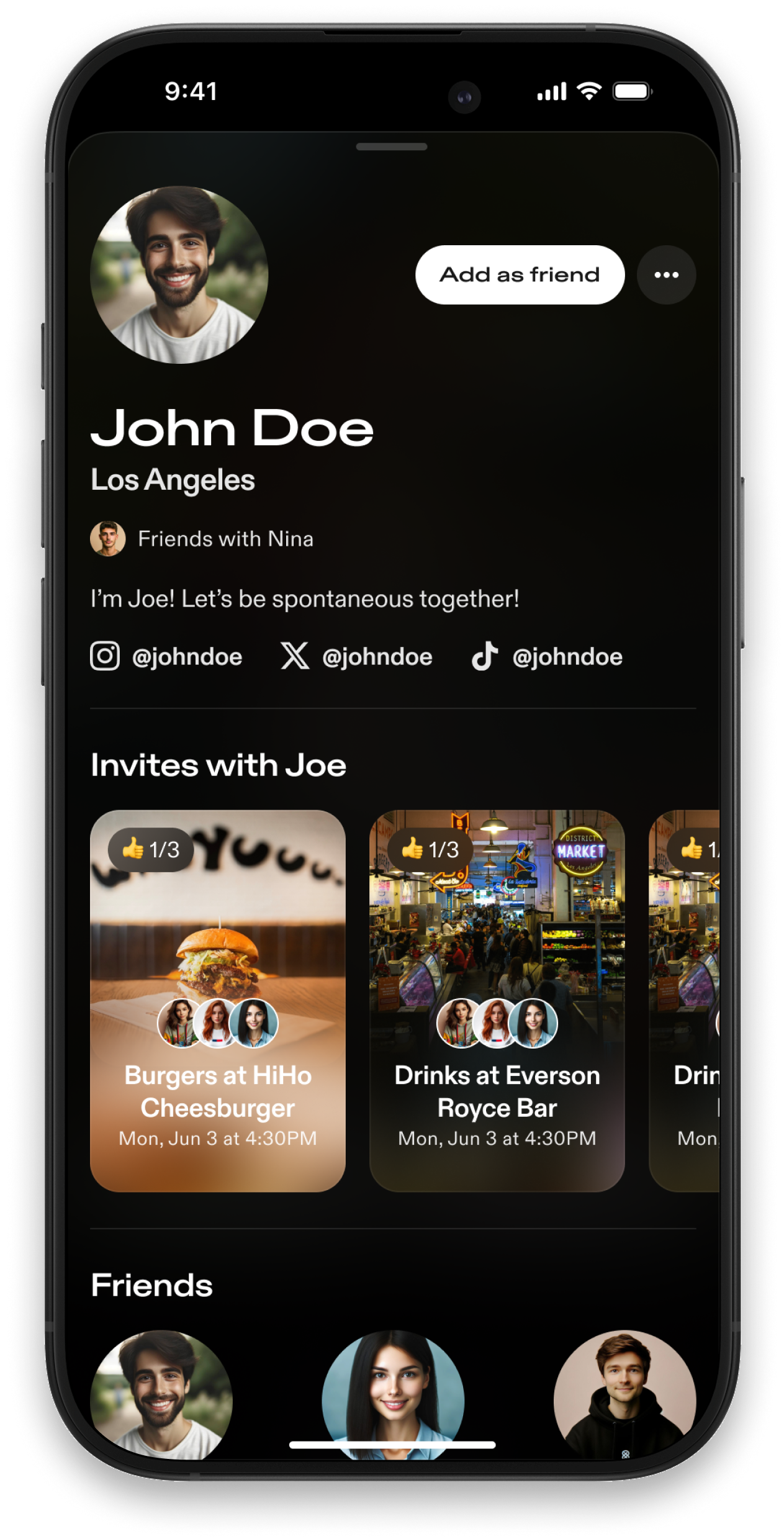 Spontaneous app profile interface