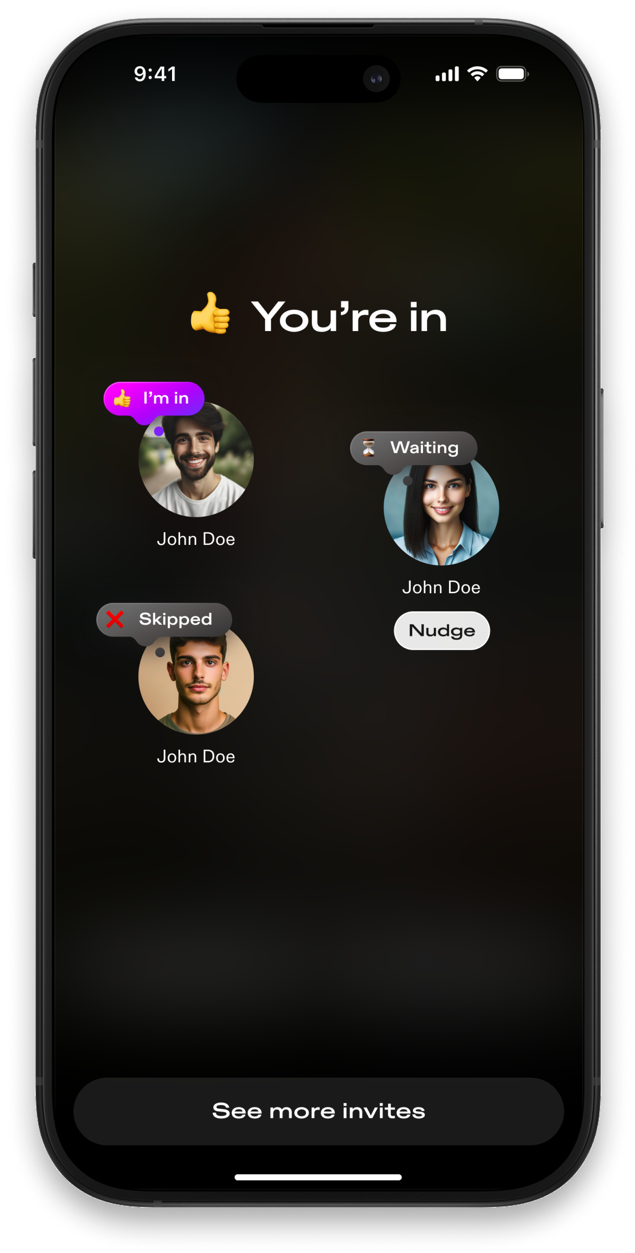 Spontaneous app plans interface